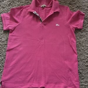 Burberry Pink Polo Shirt with Embroidered Logo